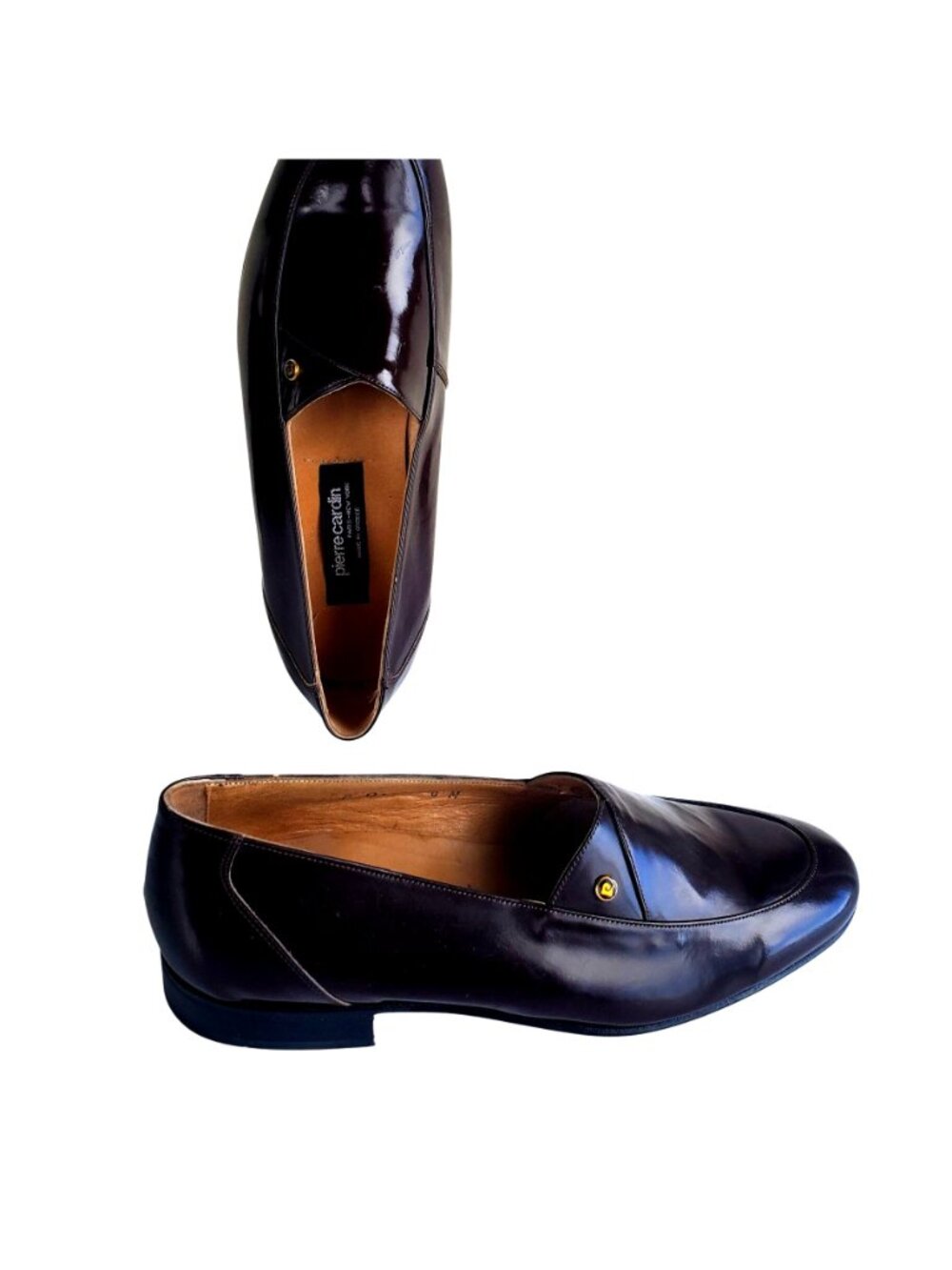 Vintage 1970s Pierre Cardin Brown Patent Leather Loafers Sz 8/9.5 - Picture 9 of 12